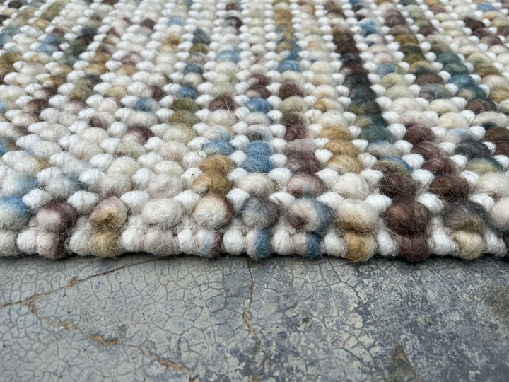 Pebbles cherry Hand Woven Wool Ivory Multi color Rug