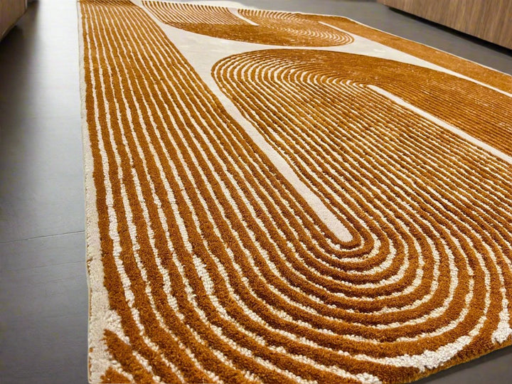 ARIA Viper Modern Rug 100% Wool Gold color Hand Tufted Rug
