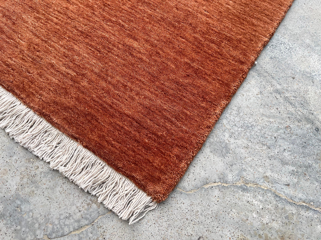 Dazzle Terracotta Flame Color Handloom Knotted Rug 100% Pure Wool