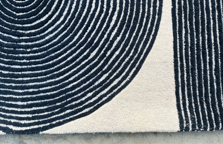 ARIA Viper Modern Rug 100% Wool Navy Blue Hand Tufted Rug