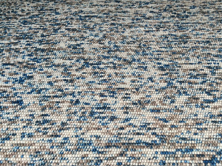 Pebble Blue Multi Color Hand-Woven Wool and Cotton Blend Rug