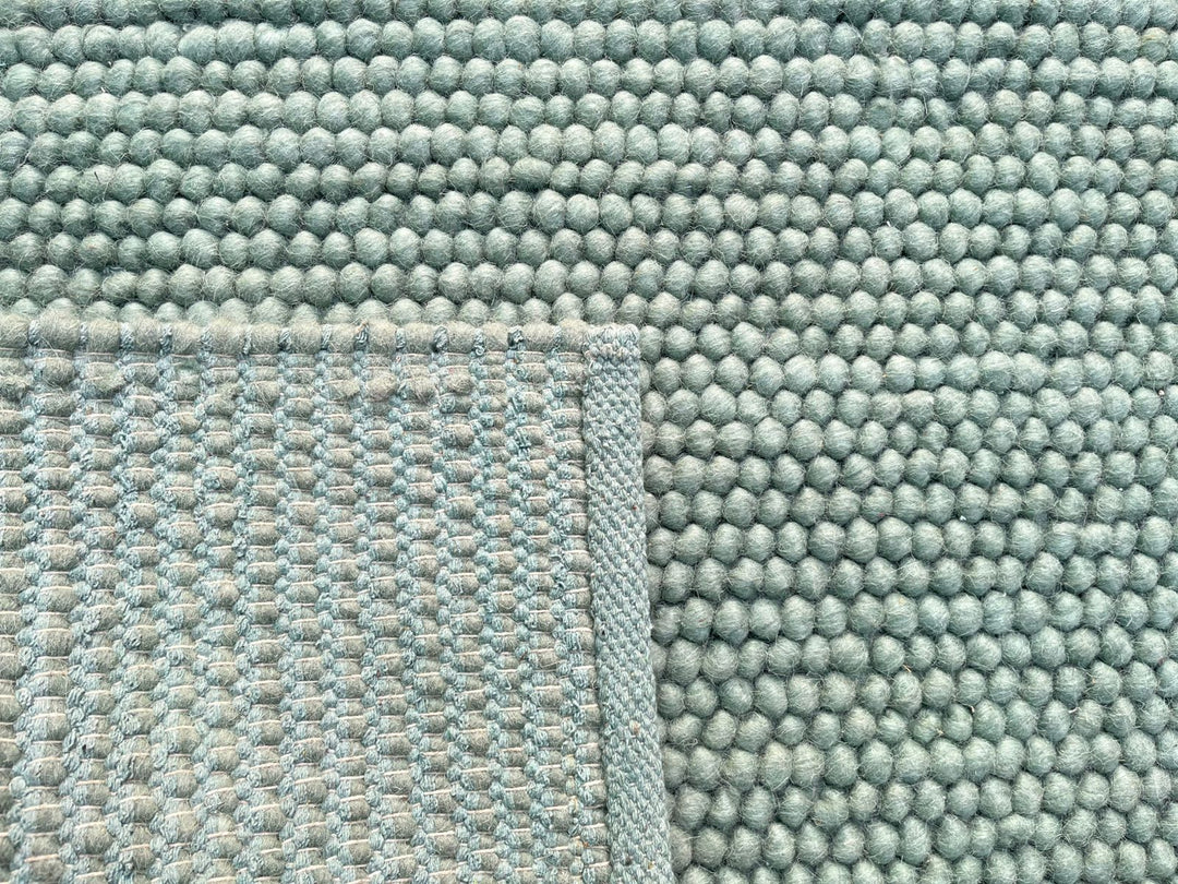 Pebbles Green Wool Hand Woven Rug
