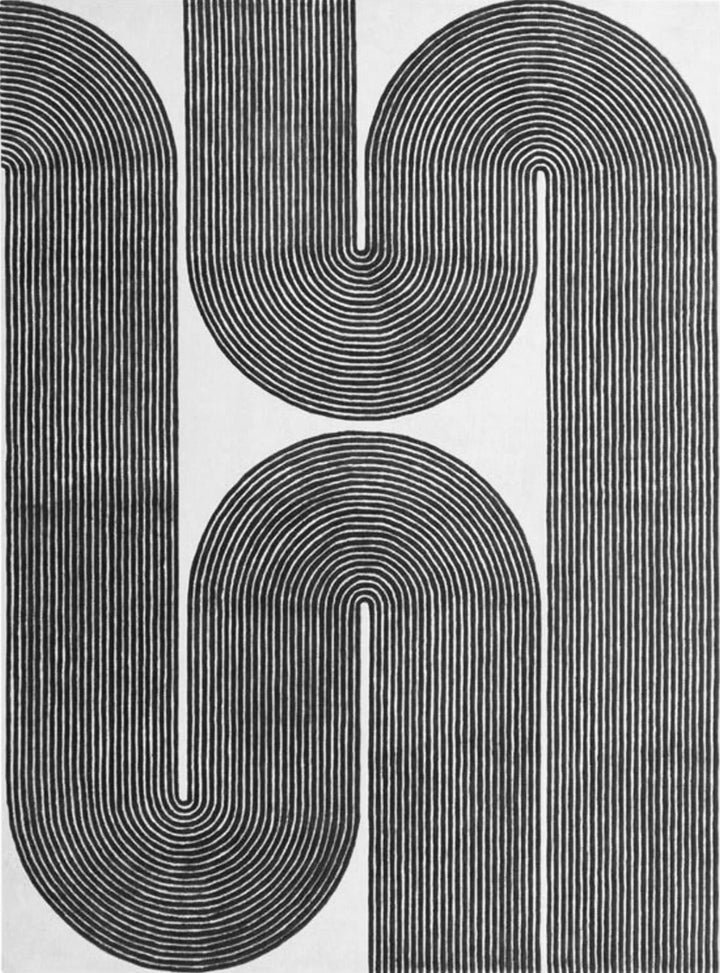 ARIA Viper Modern Rug 100% Wool Black/Ivory Hand Tufted Rug