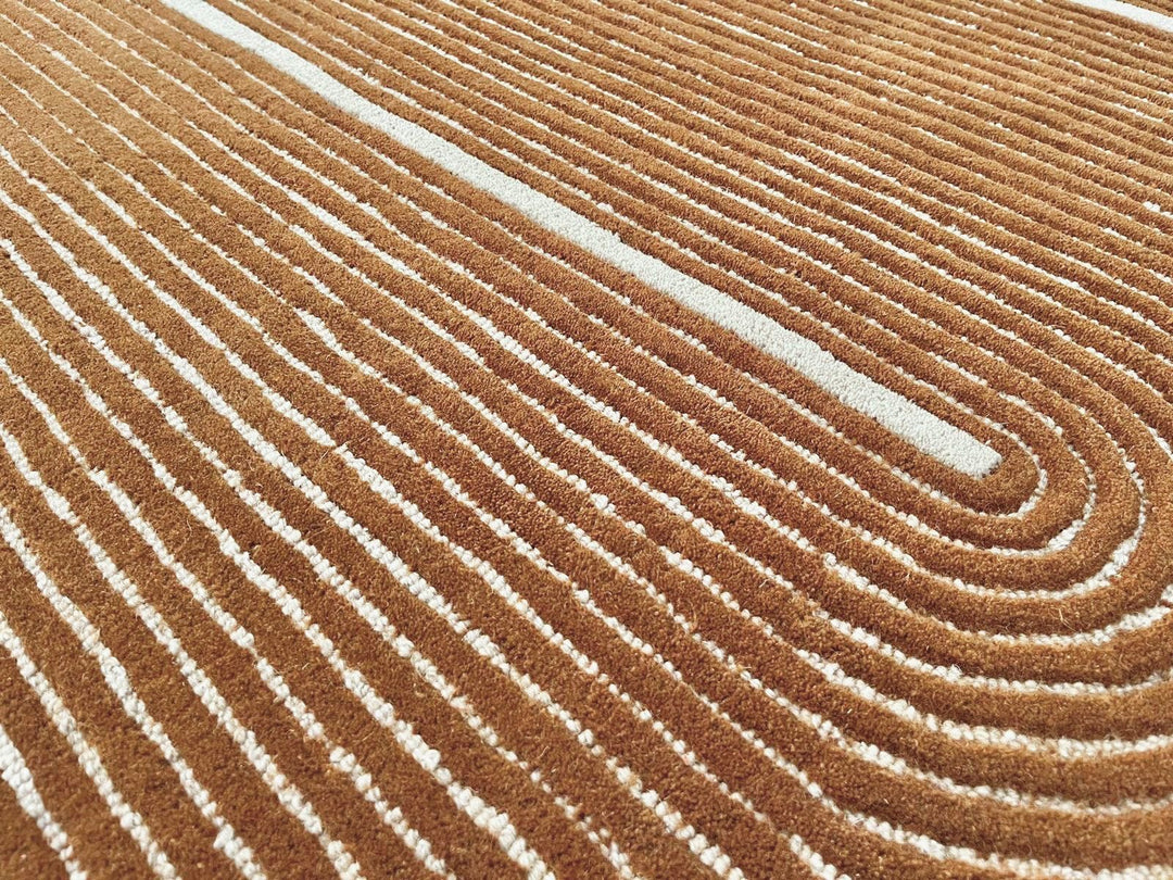 ARIA Viper Modern Rug 100% Wool Gold color Hand Tufted Rug