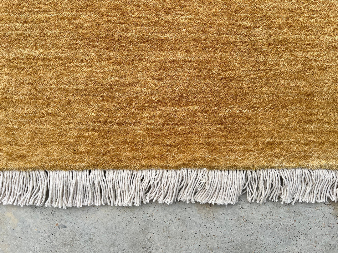 Dazzle Burnished Gold Color Handloom Knotted Rug 100% Pure Wool