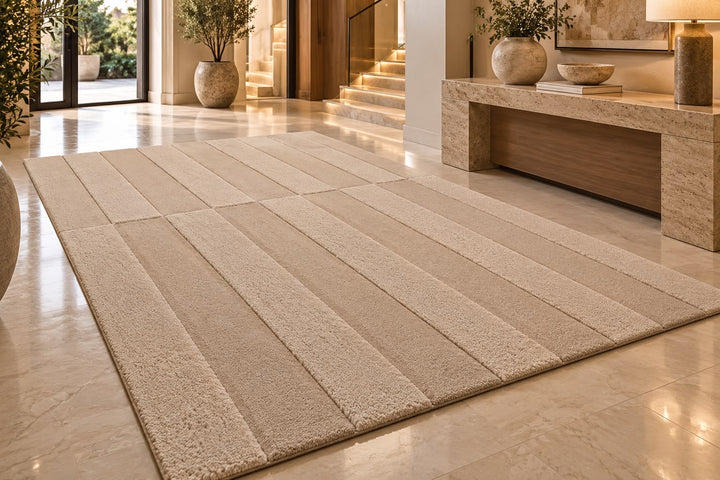 Aura Luxe Modern Rug 100% Wool Beige Hand Tufted Rug