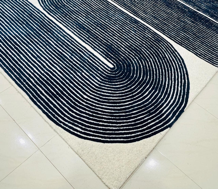ARIA Viper Modern Rug 100% Wool Navy Blue Hand Tufted Rug