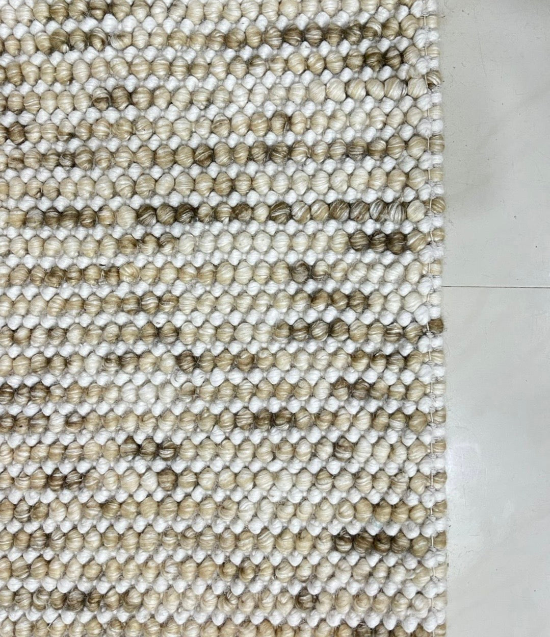 Pebbles Beige Stone River Hand Woven Wool Rug