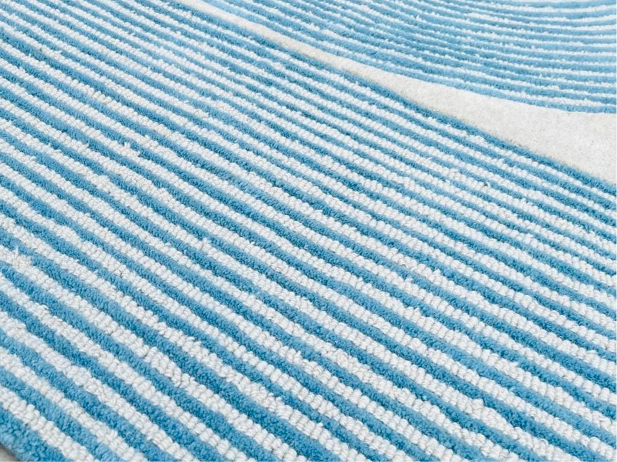 ARIA Viper Modern Rug 100% Wool Ocean Wave Blue Hand Tufted Rug