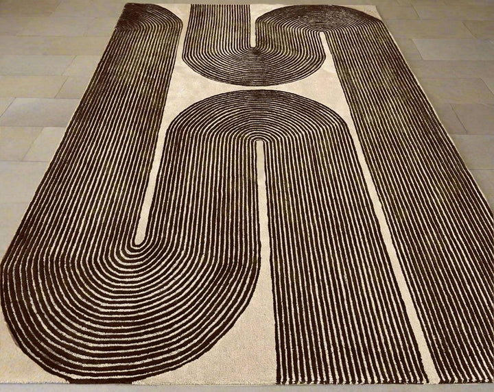 ARIA Viper Modern Rug 100% Wool Brown Hand Tufted Rug