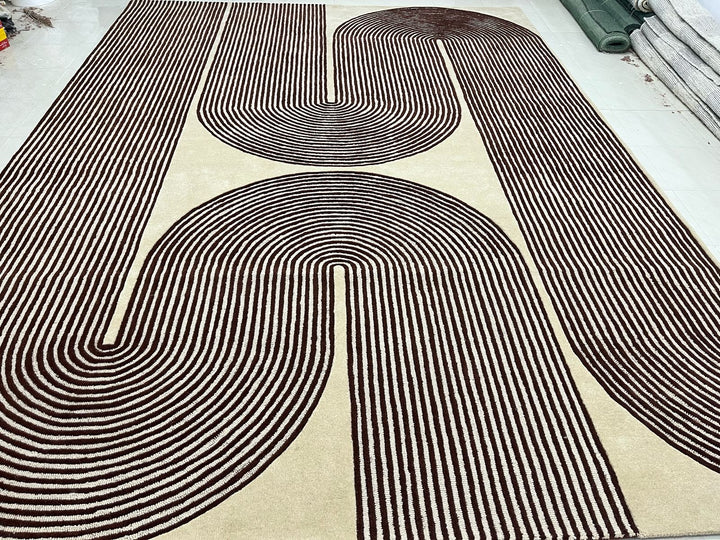 ARIA Viper Modern Rug 100% Wool Brown Hand Tufted Rug