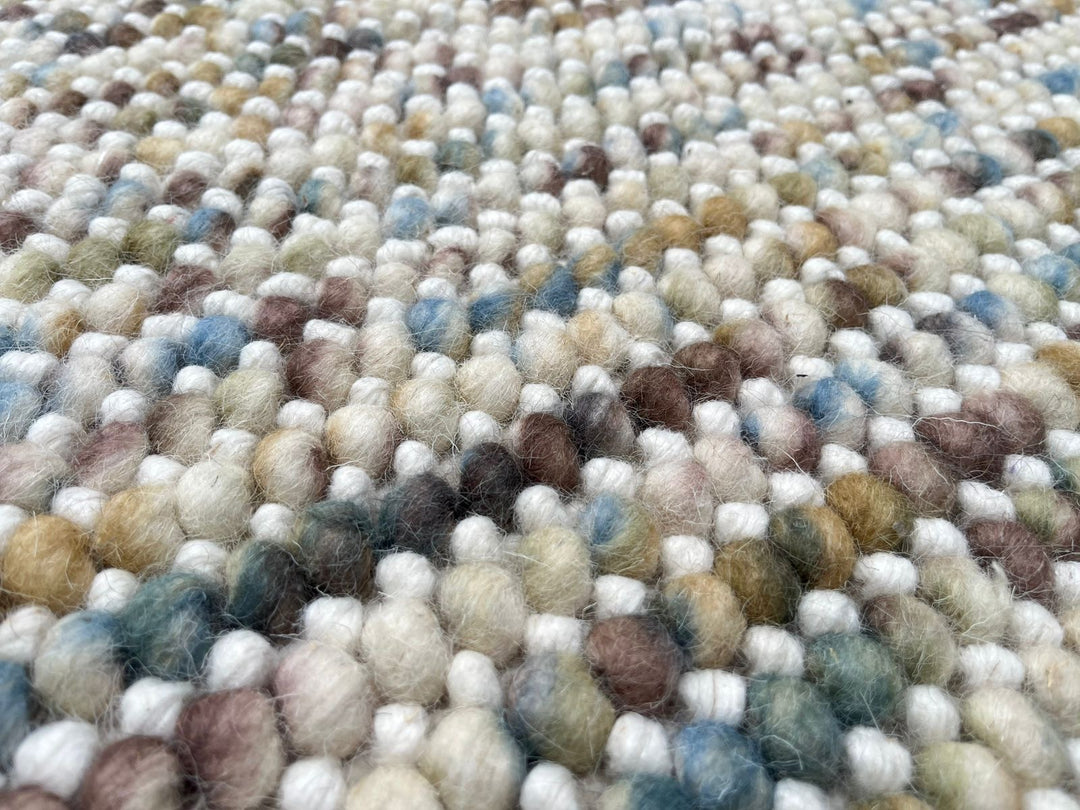 Pebbles cherry Hand Woven Wool Ivory Multi color Rug