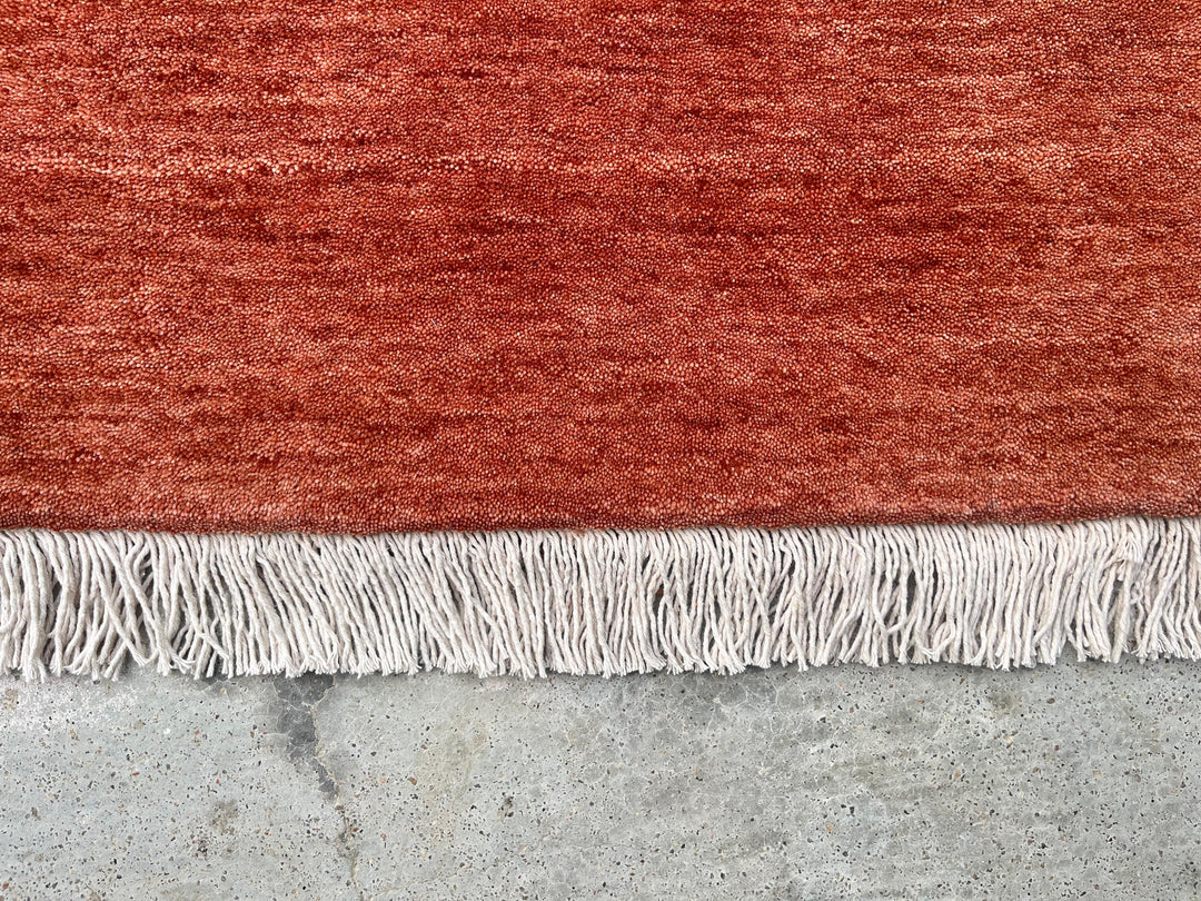 Dazzle Terracotta Flame Color Handloom Knotted Rug 100% Pure Wool