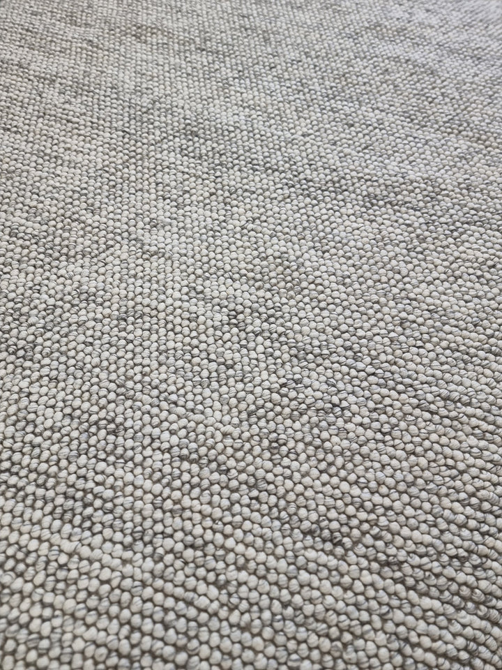 Pebbles Pure Oyster Wool Hand Woven Rug