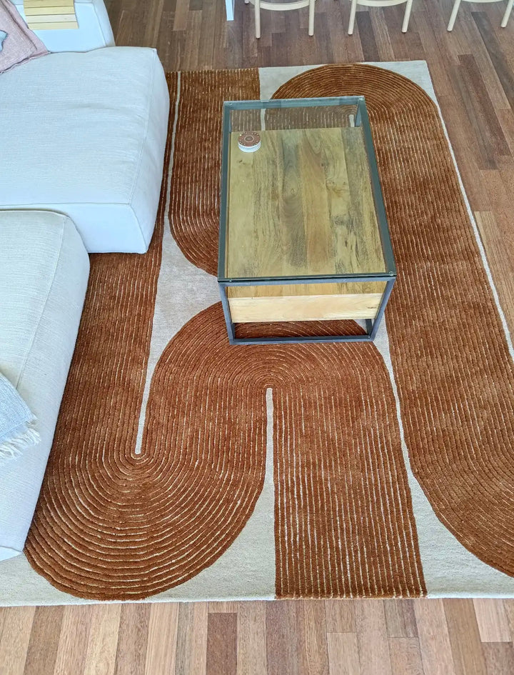 ARIA Viper Modern Rug 100% Wool Gold color Hand Tufted Rug