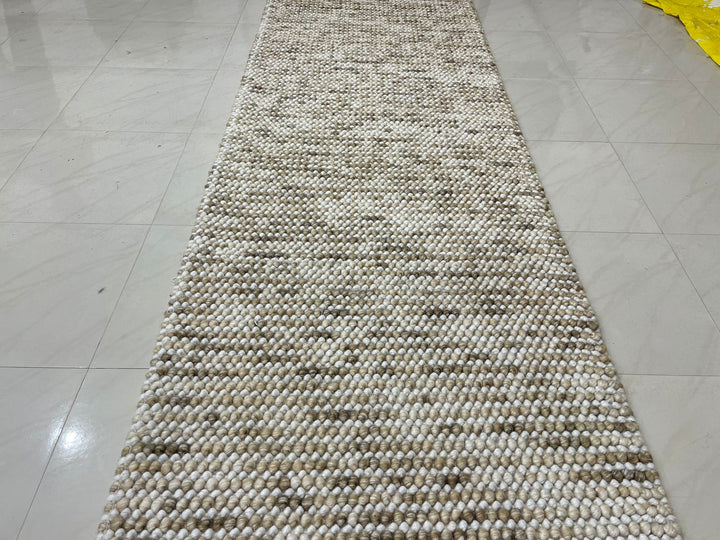 Pebbles Beige Stone River Hand Woven Wool Rug