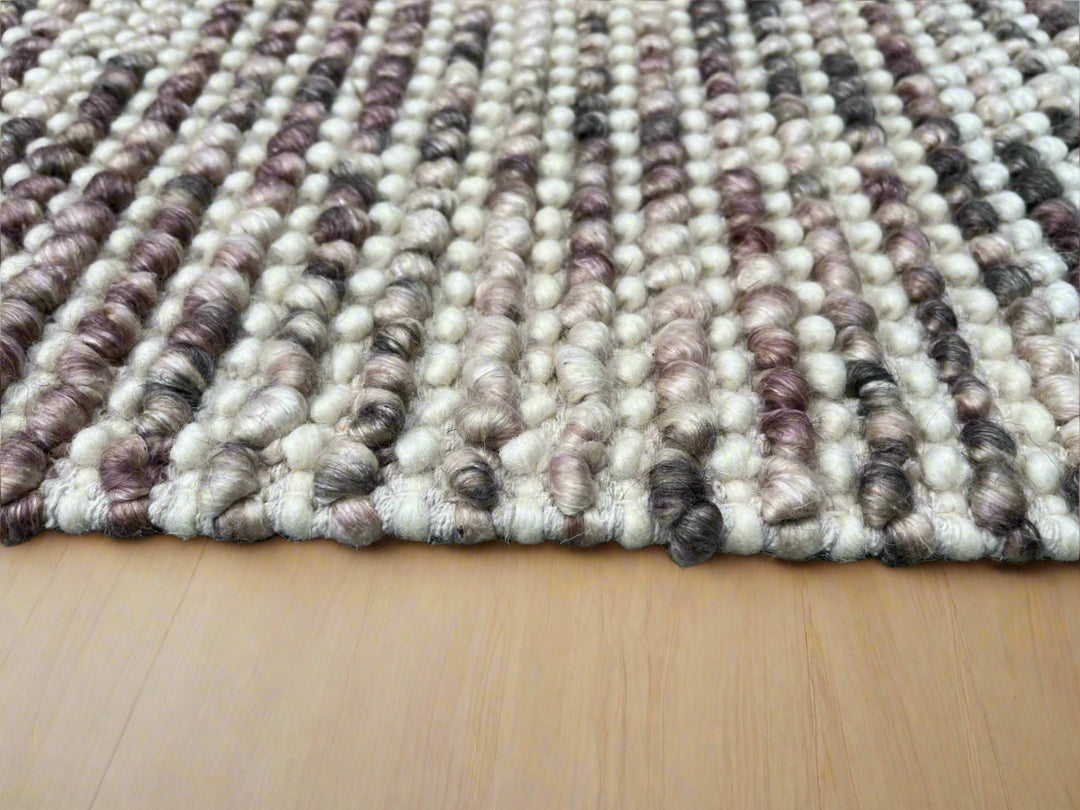 Pebbles Cherry Mosaic Ivory Drift Hand Woven Wool Rug