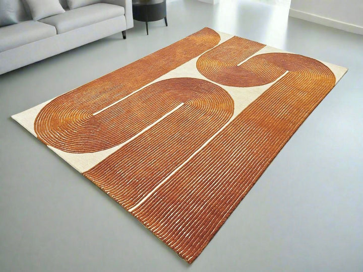ARIA Viper Modern Rug 100% Wool Gold color Hand Tufted Rug