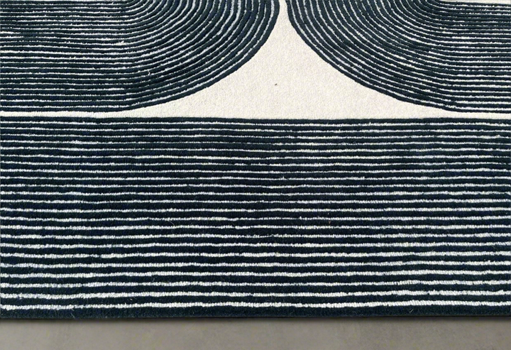 ARIA Viper Modern Rug 100% Wool Navy Blue Hand Tufted Rug