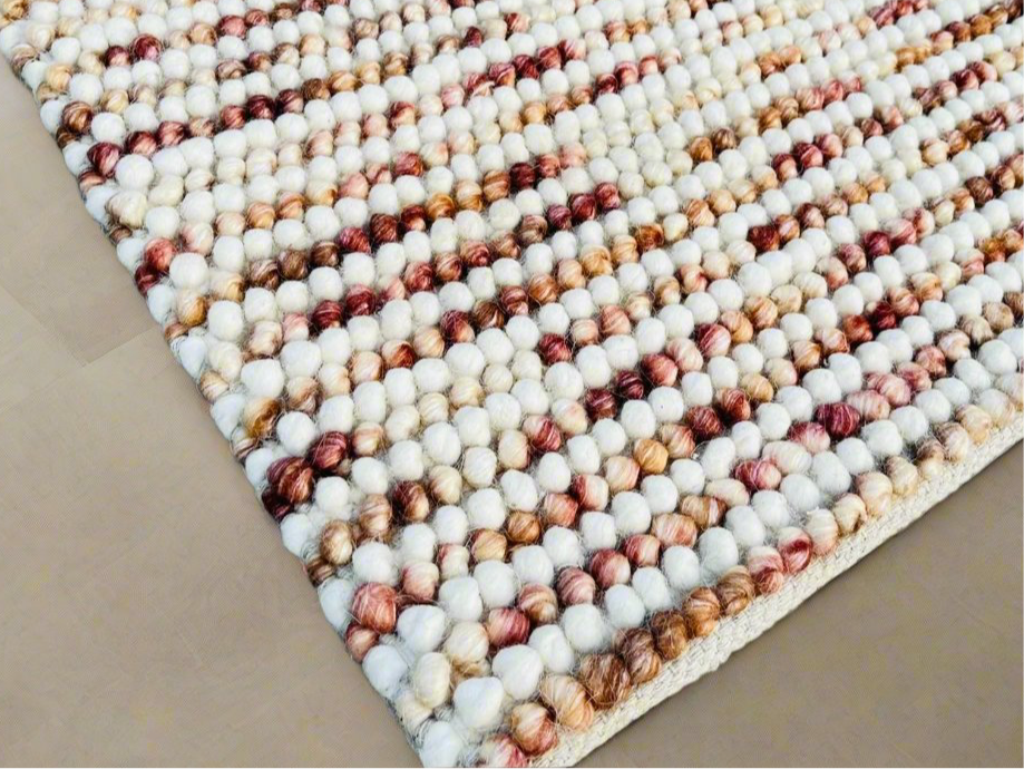 Pebbles Blush Hand Woven Wool Rug