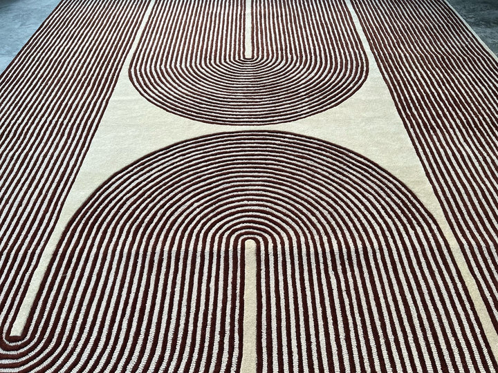 ARIA Viper Modern Rug 100% Wool Brown Hand Tufted Rug