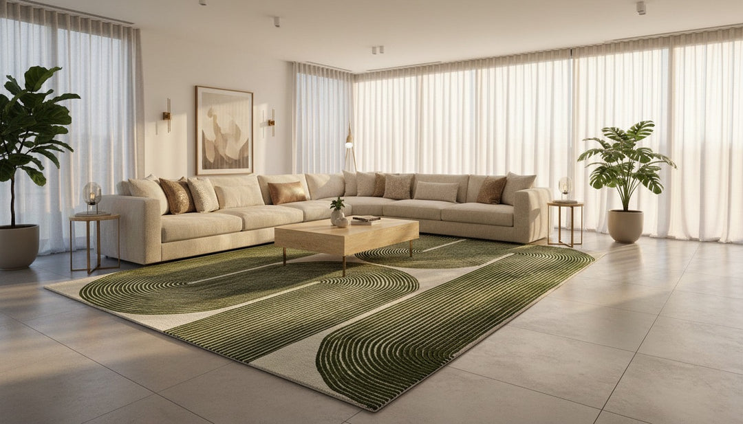 ARIA Viper Modern Rug 100% Wool Green Hand Tufted Rug