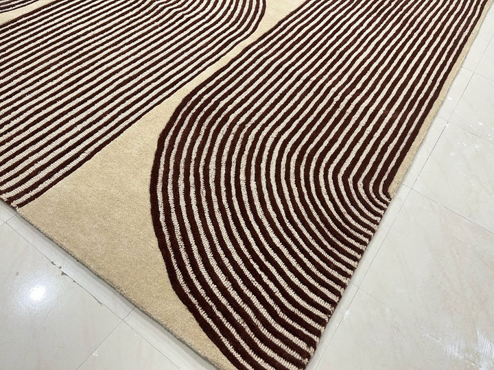ARIA Viper Modern Rug 100% Wool Brown Hand Tufted Rug