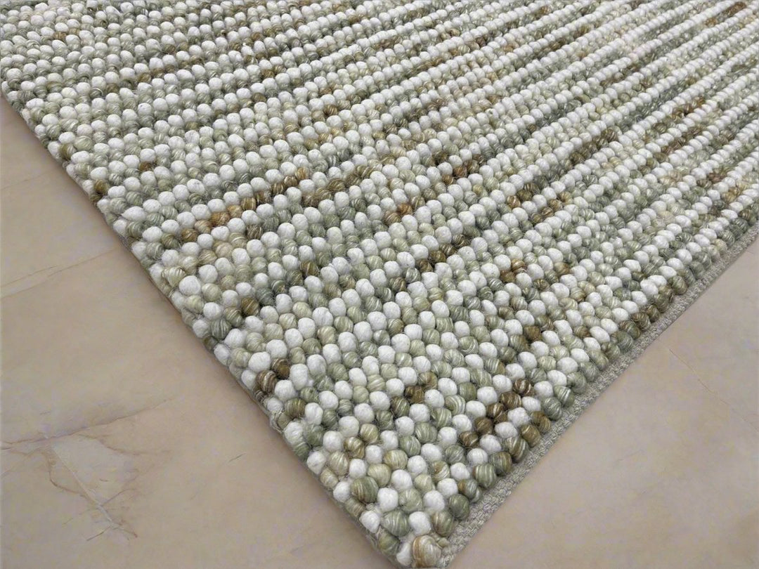 Pebbles Cherry Olive Multi Colour Hand-Woven Wool Rug
