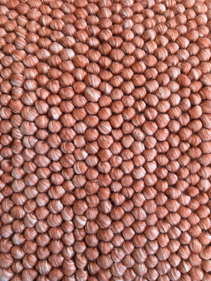 Pebbles Orange and Ivory Color Hand-Woven Wool Rug