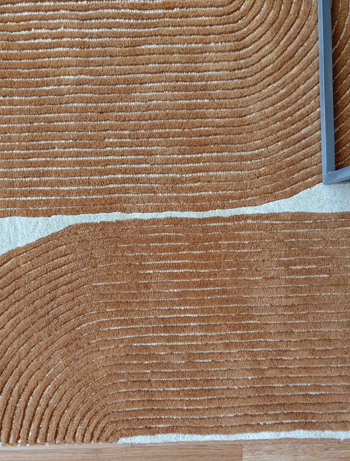 ARIA Viper Modern Rug 100% Wool Gold color Hand Tufted Rug