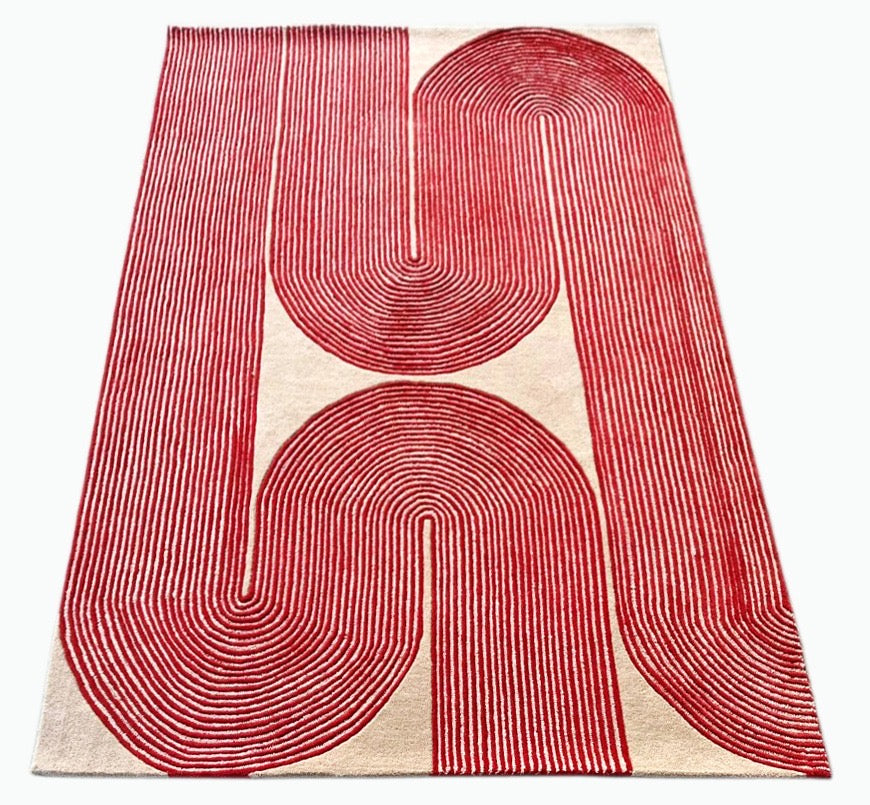 ARIA Viper Modern Rug 100% Wool Watermelon Hand Tufted Rug