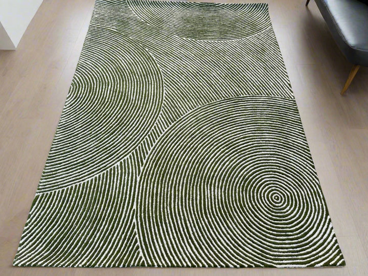 Viper Modern Rug 100% Wool Green Hand Tufted Rug