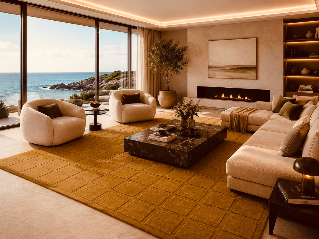 Forma Modern Rug 100% Wool Gold Color Hand Tufted Rug