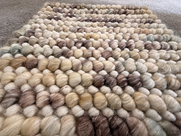 Pebbles Cherry Multi Beige Brown Ivory Hand Woven Wool Rug