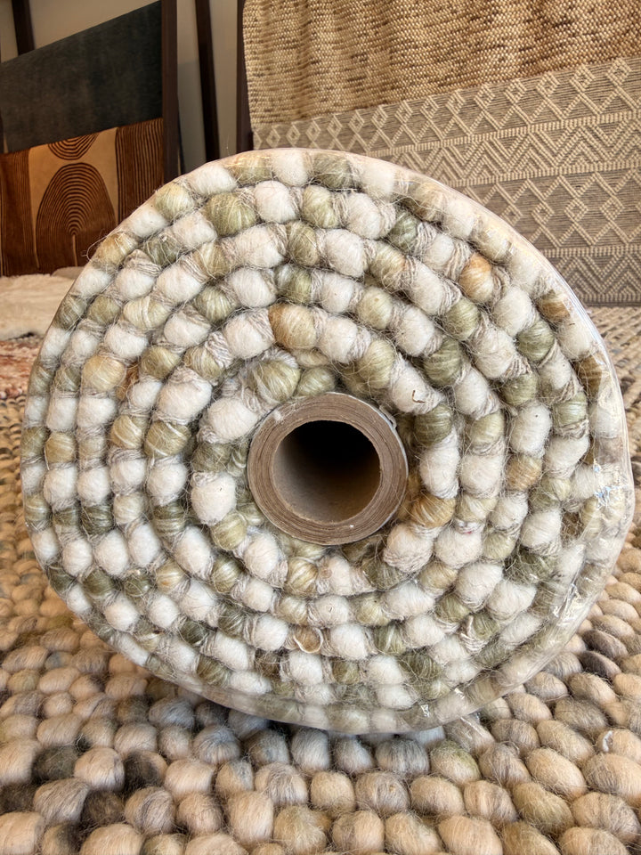 Pebbles Olive Multi Colour Hand-Woven Wool Rug