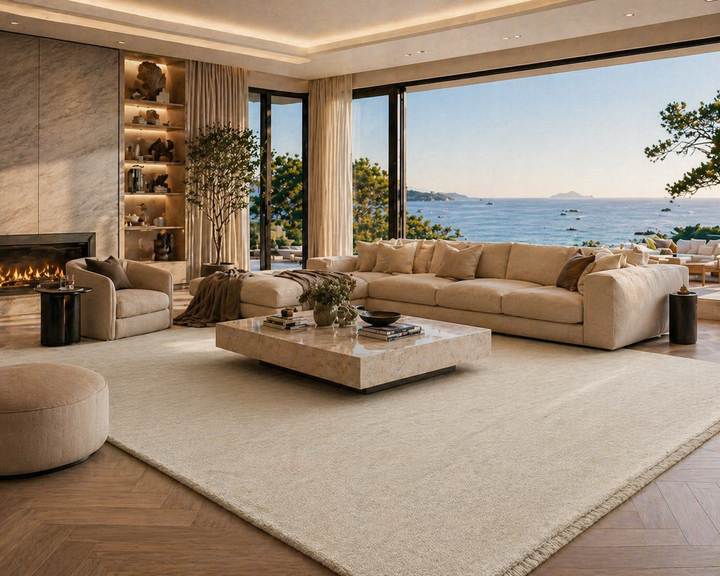 Veloura Ivory Color Handloom Knotted Rug 100% Pure Wool