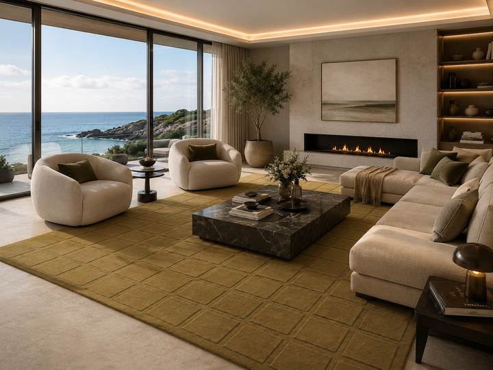 Forma Modern Rug 100% Wool Olive Taupe Hand Tufted Rug