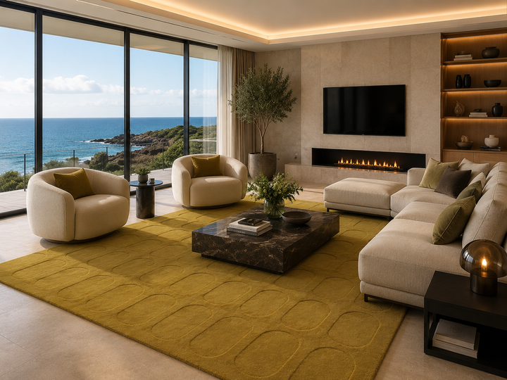 Forma Modern Rug 100% Wool Golden Olive Hand Tufted Rug