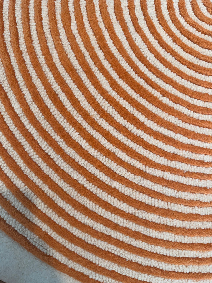 ARIA Viper Modern Rug 100% Wool Orange and Ivory Hand Tufted Rug