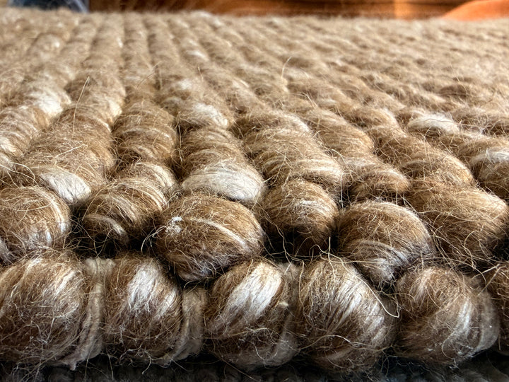 Pebbles Chocolate Brown and Ivory Color Hand-Woven Wool Rug