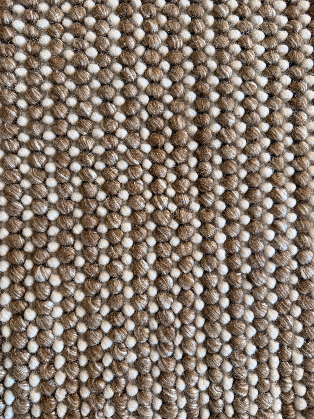 Pebbles Cherry Chocolate Brown and Ivory Color Hand-Woven Wool Rug