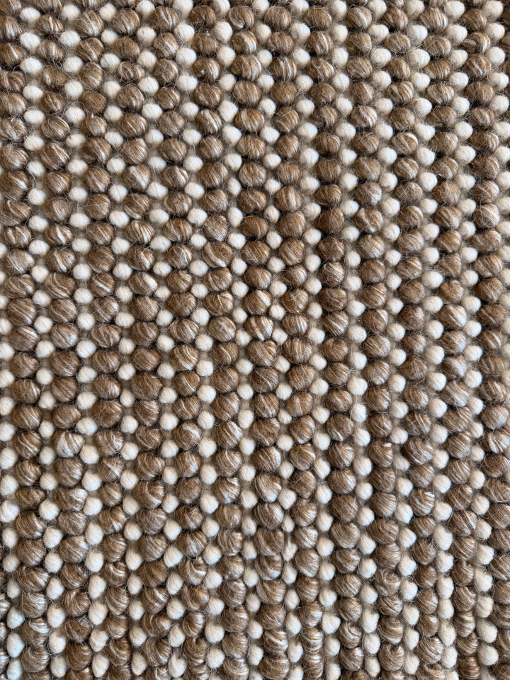 Pebbles Cherry Chocolate Brown and Ivory Color Hand-Woven Wool Rug