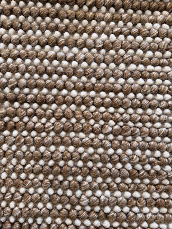 Pebbles Cherry Chocolate Brown and Ivory Color Hand-Woven Wool Rug