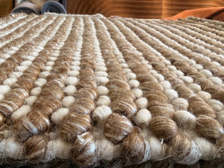 Pebbles Cherry Chocolate Brown and Ivory Color Hand-Woven Wool Rug