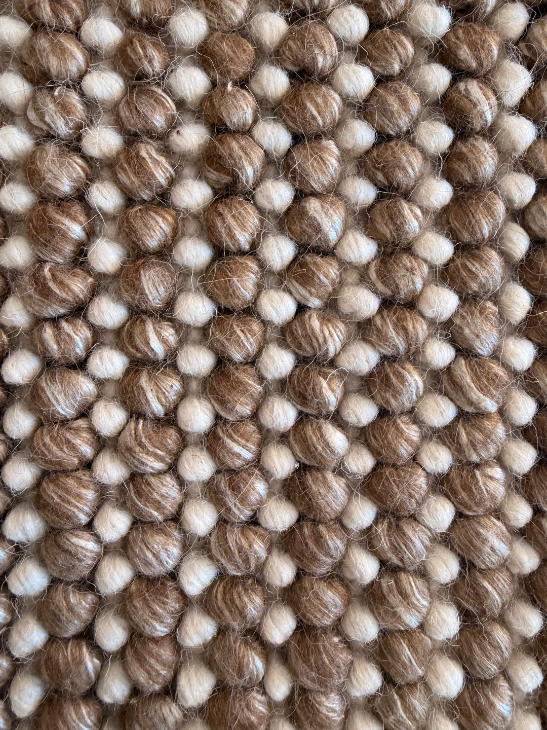 Pebbles Cherry Chocolate Brown and Ivory Color Hand-Woven Wool Rug