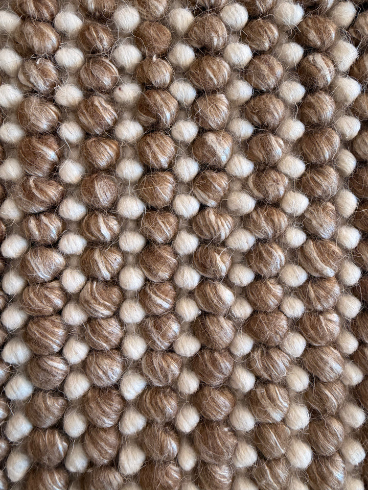 Pebbles Cherry Chocolate Brown and Ivory Color Hand-Woven Wool Rug