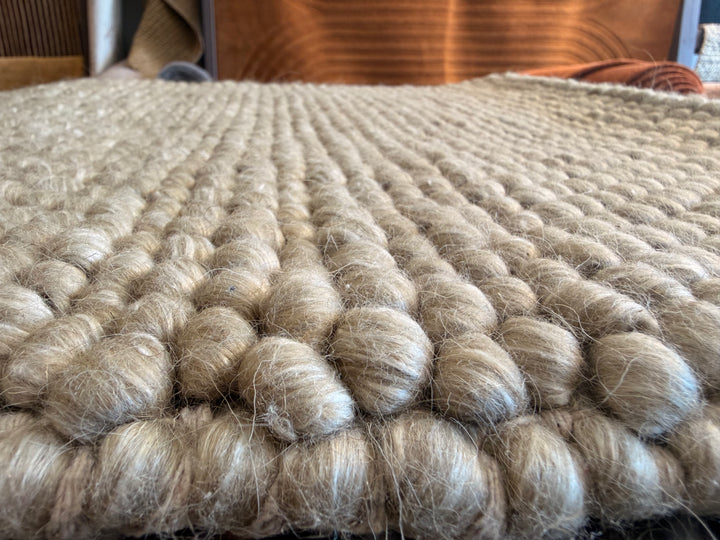 Pebbles Soft Olive and Ivory Color Hand-Woven Wool Rug