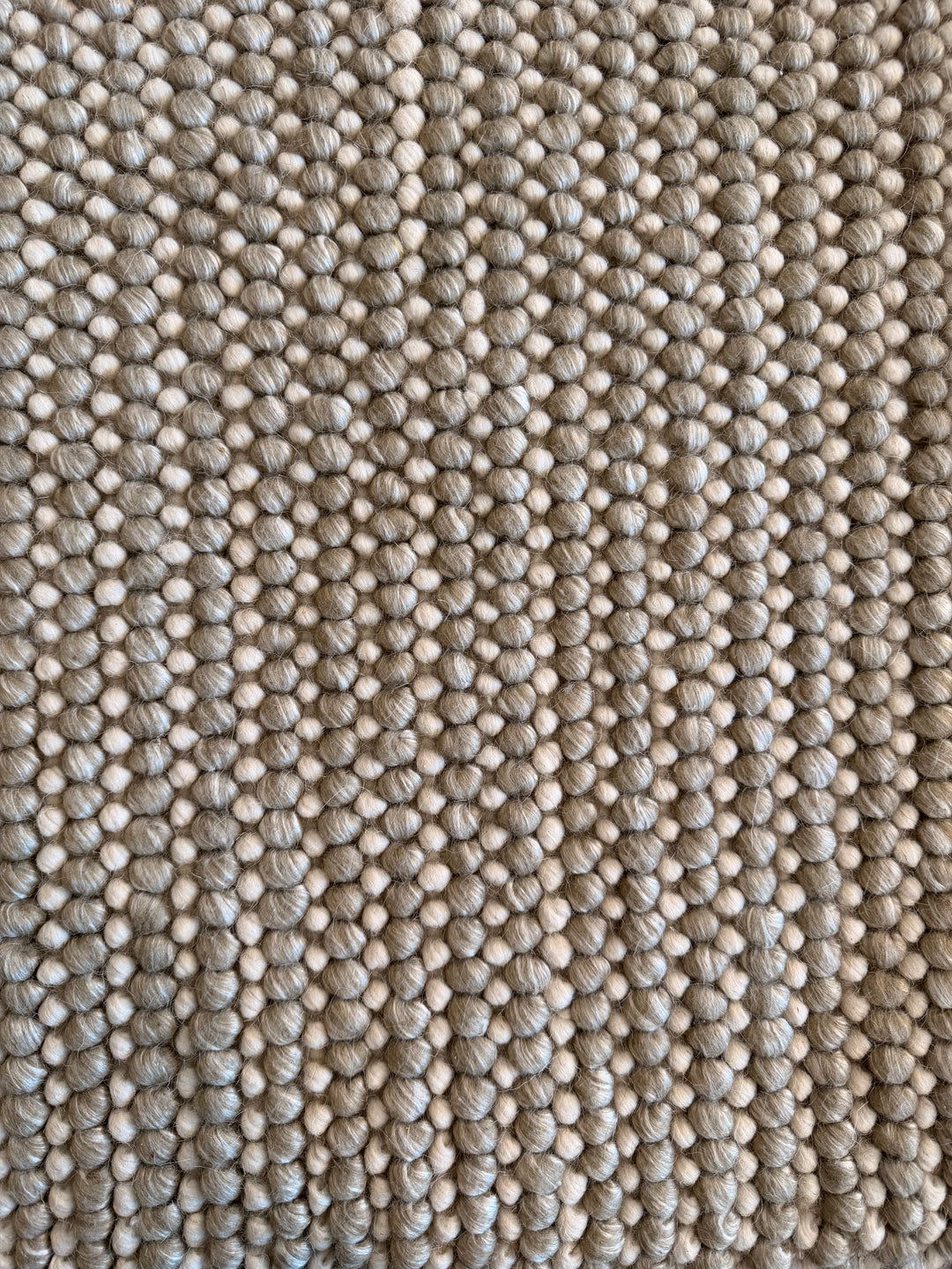 Pebbles Cherry Soft Olive and Ivory Color Hand-Woven Wool Rug