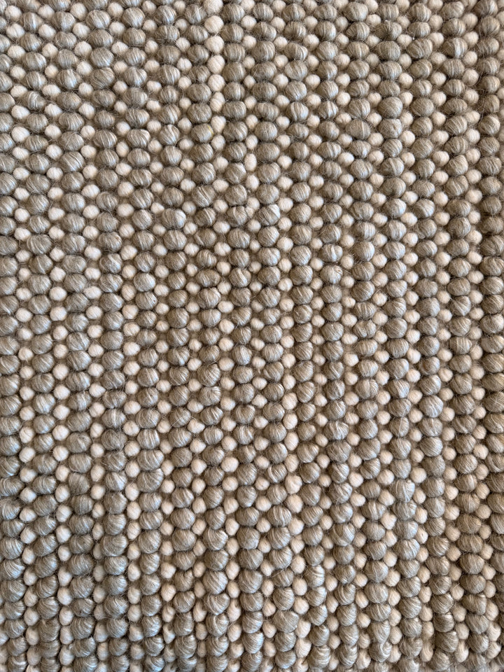 Pebbles Cherry Soft Olive and Ivory Color Hand-Woven Wool Rug
