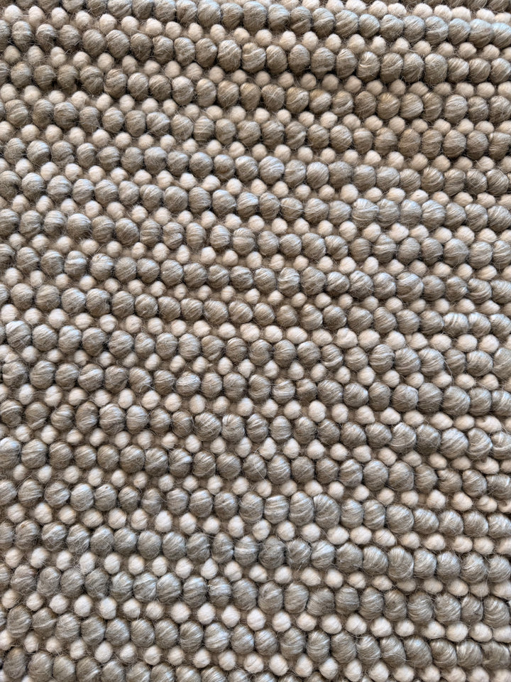Pebbles Cherry Soft Olive and Ivory Color Hand-Woven Wool Rug